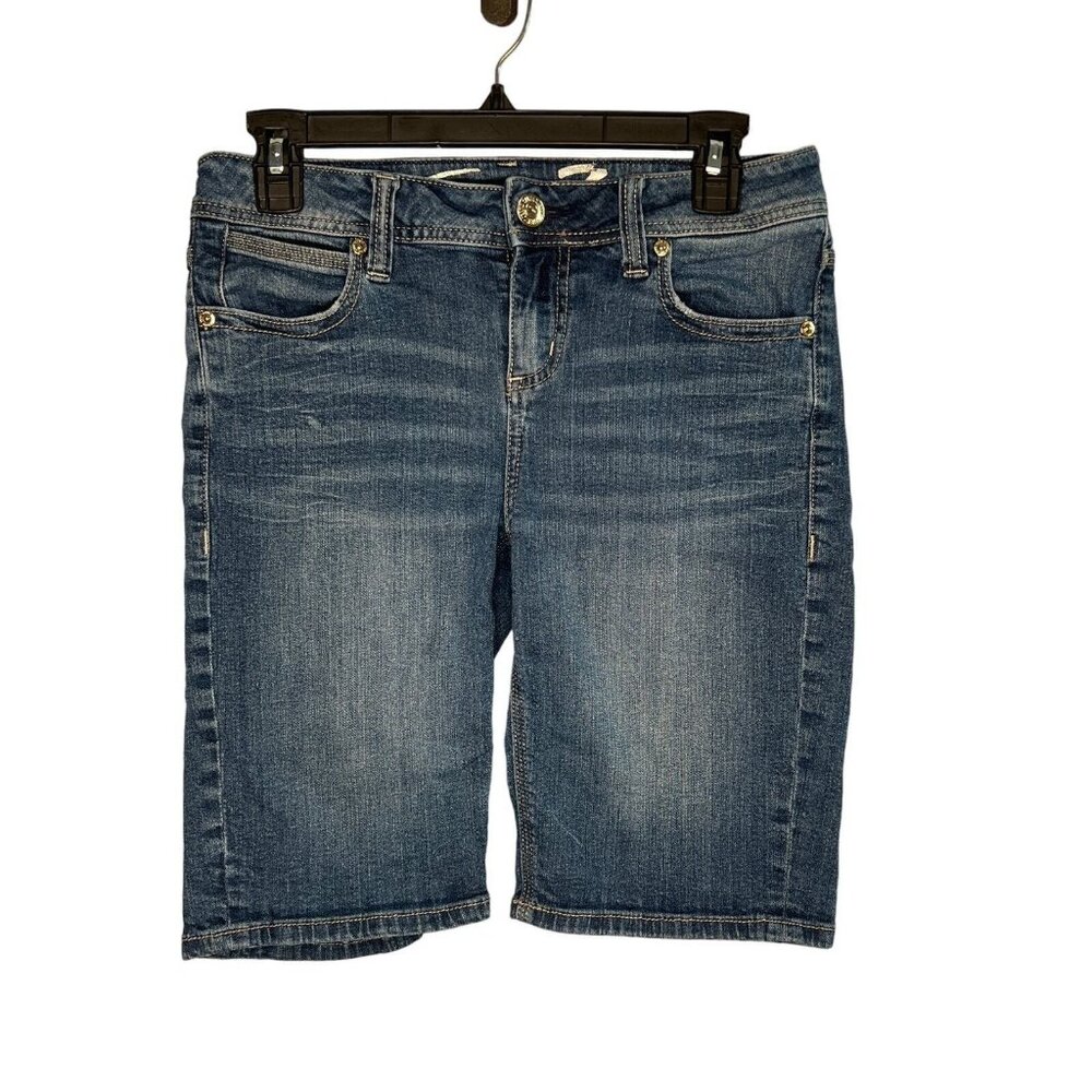 Seven7 Jean shorts women’s size 4 denim Bermuda color Russell Bu Style MY3017